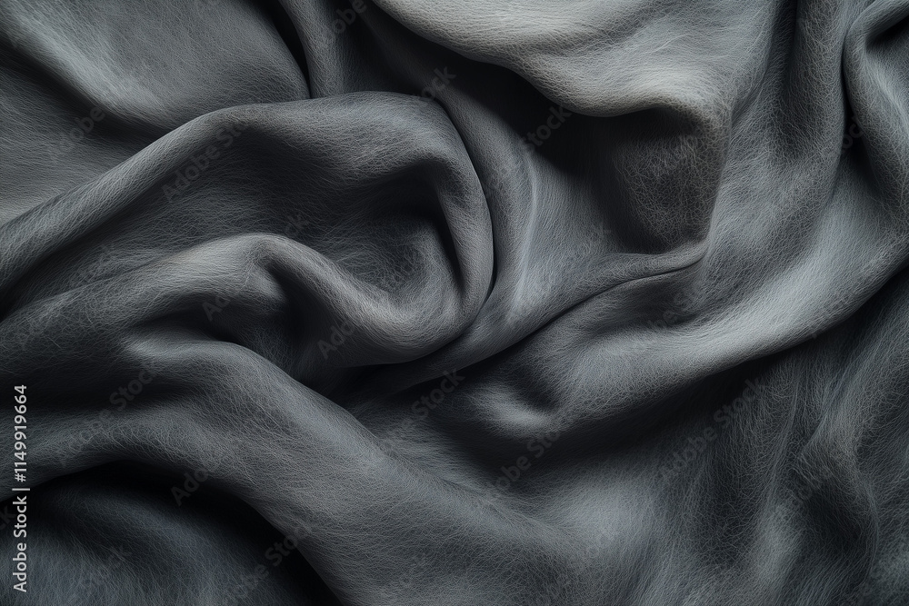 This is a detailed closeup image of a gray cloth that has waves on its surface, background This is a detailed closeup image of a gray cloth that has waves on its surface, background