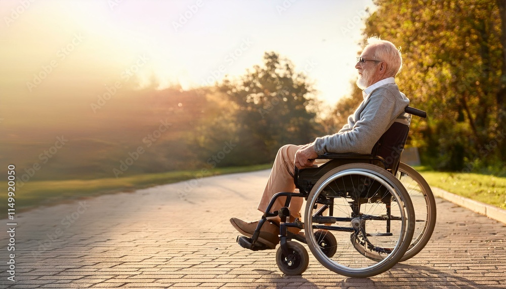custom made wallpaper toronto digitalGenerated image Elderly man in a wheelchair outdoors with copy space