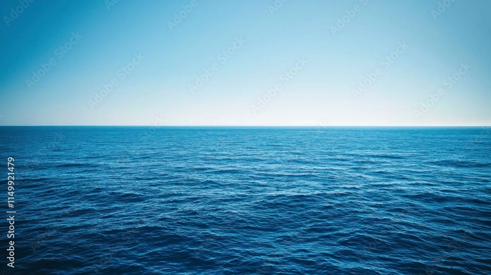 Obraz premium Calm blue ocean with a clear horizon and serene sky