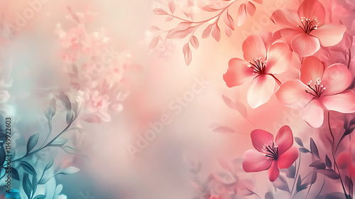 Abstract Floral Watercolor Background Featuring Soft Paper  Minimalist White Room with Sunlit Window, Two Potted Plants, and a Circular Pedestal interior of a modern living room with blank canvas, emp