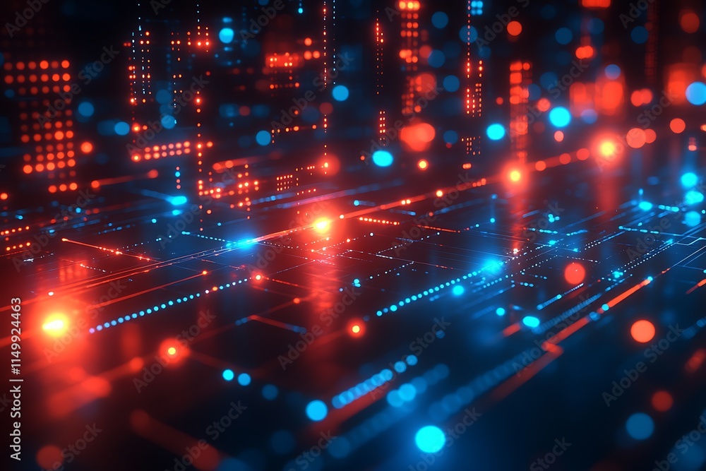 Obraz premium Abstract Digital Network Data Flow Visualization