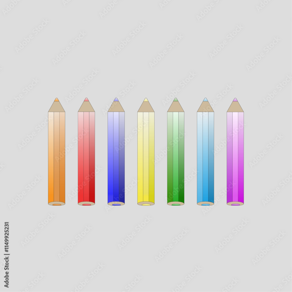 Set of multi-colored pencils. Pencils of all colors of the rainbow, for children. Set. Set of multi-colored pencils. Pencils of all colors of the rainbow, for children. Set.