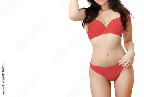 woman in red bikini