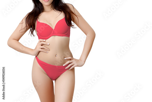 woman in red bikini