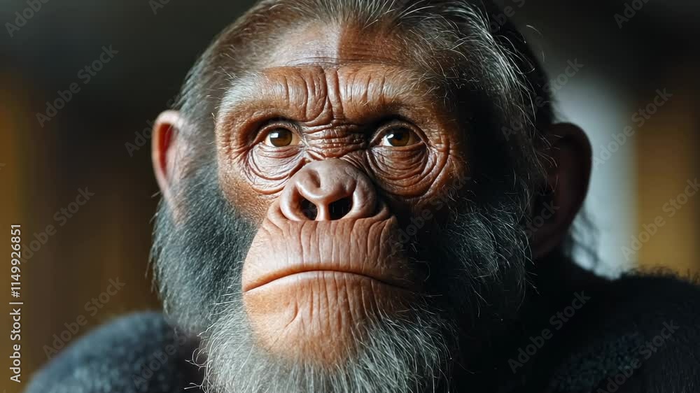 Monkey looking around, close up of primate Monkey looking around, close up of primate