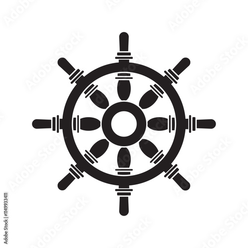 ship steering wheel flat icon vector