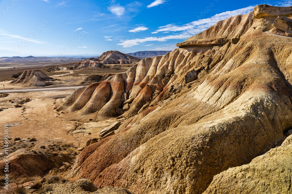 Fototapeta premium Geological composition of hills, desert area. Bardenas Reales, Navarra, Spain.