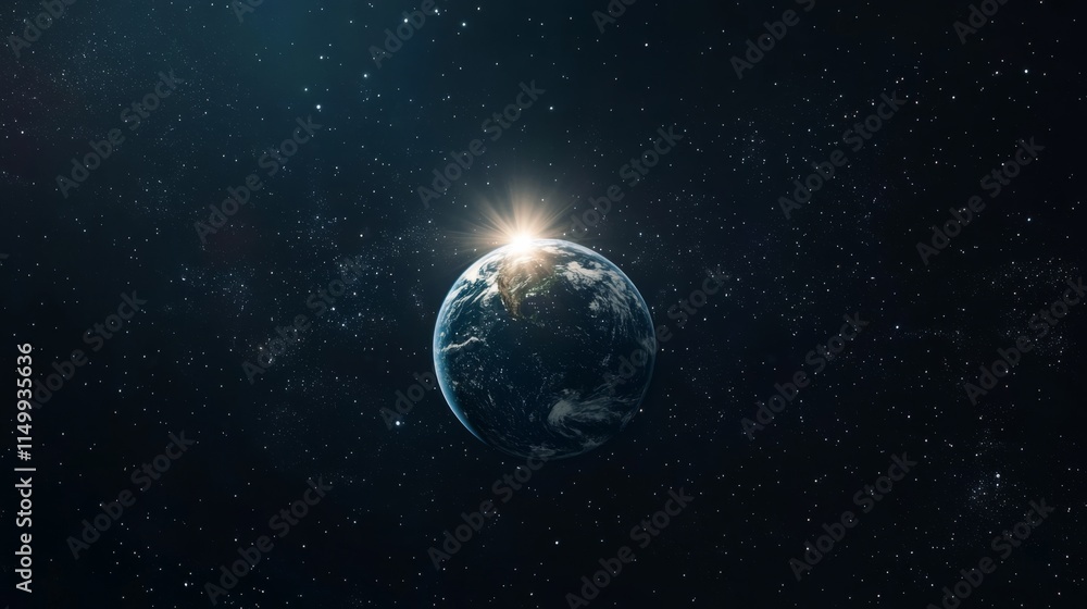 Fototapeta premium A captivating image of Earth bathed in sunlight, with the planet. AI Generation