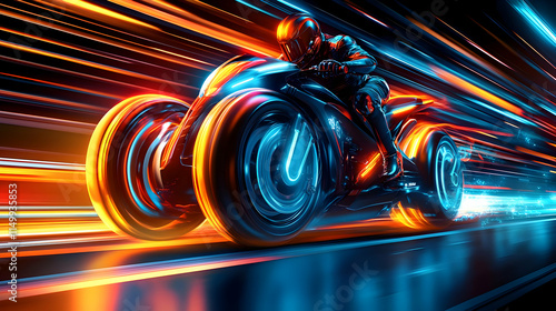 Futuristic Motorcycle Speed Illustration photo