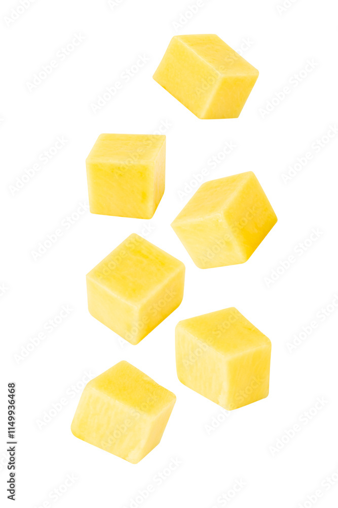 Falling Cube Mango, cutout, full depth of field. Falling Cube Mango, cutout, full depth of field.