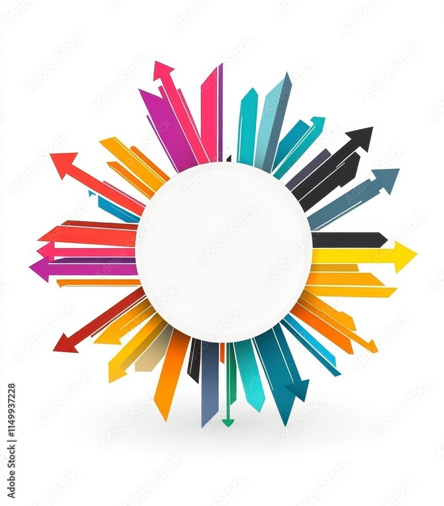 Colorful Arrows Circle Chart, Upward Trend, Growth, Success, Abstract Design Colorful Arrows Circle Chart, Upward Trend, Growth, Success, Abstract Design