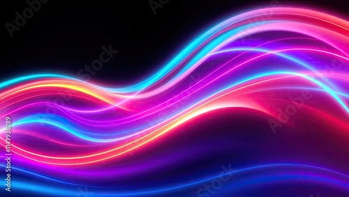 Wallpaper Mural Neon Light Waves. Vibrant Digital Energy. Ideal For A Desktop Wallpaper Or Background. Torontodigital.ca