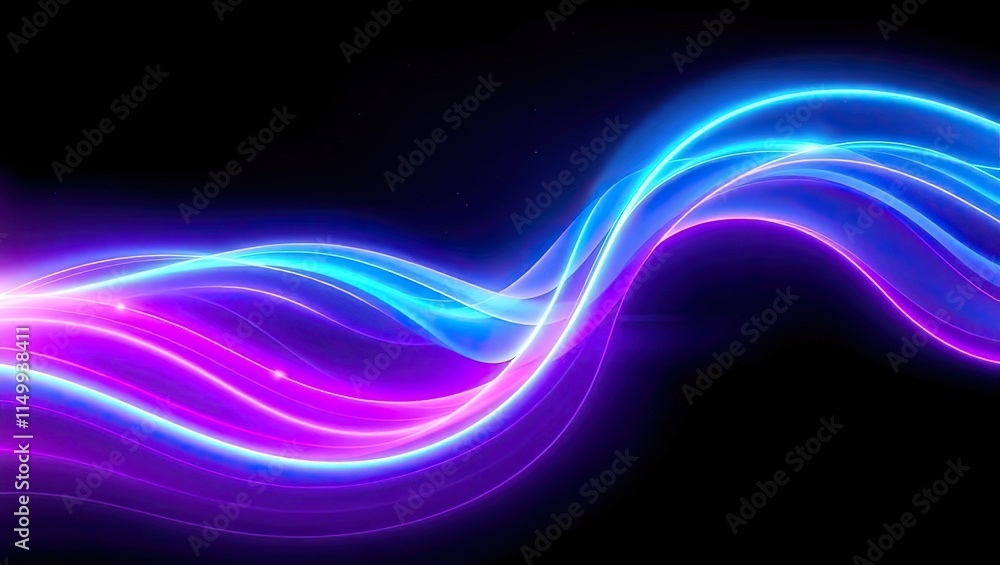 Fototapeta premium Neon Light Waves. Vibrant Digital Energy. Ideal For A Desktop Wallpaper Or Background.