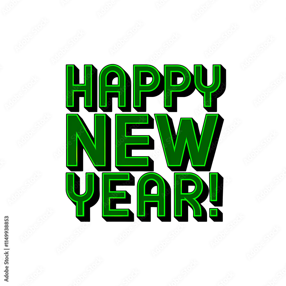 Naklejka premium Happy New Year HNY NYE (New Year's Eve) Square Social Illustraion