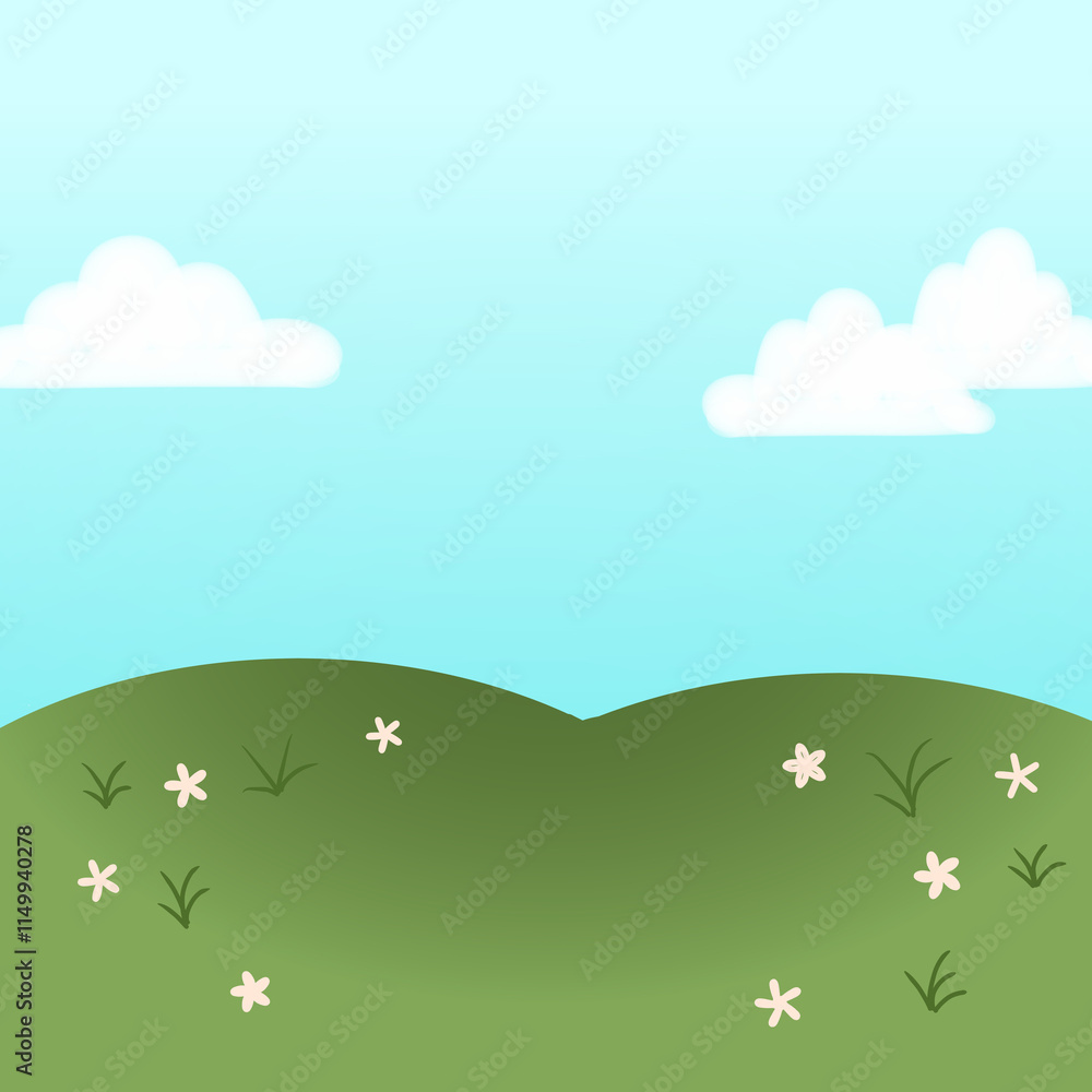 Background landscape with sky and grass Background landscape with sky and grass