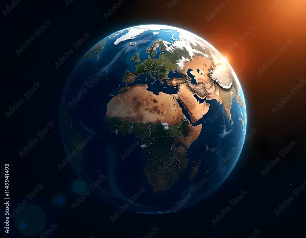 Planet Earth showing the continents and oceans Planet Earth showing the continents and oceans