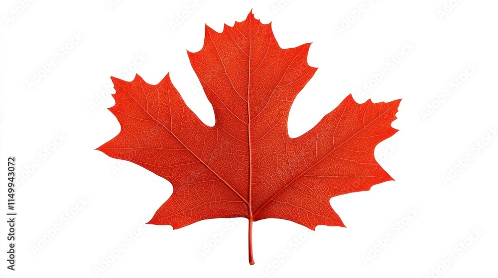Obraz premium Single red maple leaf isolated on white.