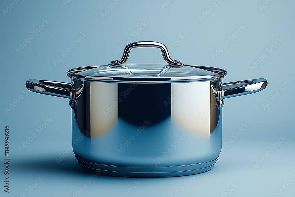 Casserole en Acier Inoxydable avec Poignées et Couvercle en Verre, Surface Polie et Design Moderne