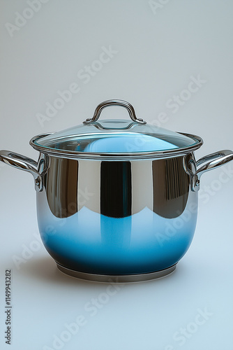 Casserole en Acier Inoxydable avec Poignées et Couvercle en Verre, Surface Polie et Design Moderne photo