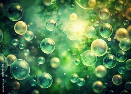 Wallpaper Mural Vintage Green Bubble Abstract Background, Retro Style, Bokeh, Bubbles Wallpaper, Green Aesthetic Torontodigital.ca