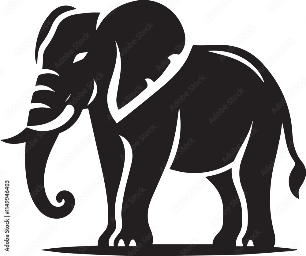 Obraz premium black Elephant Vector, Elephant Logo Vector Icon, Elephant illustration design, Elephant silhouette vector black and white