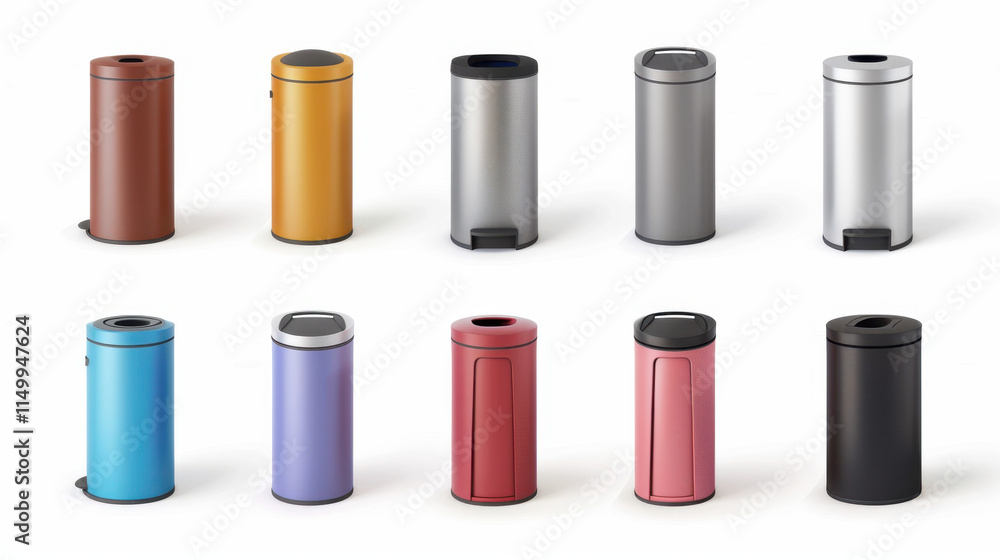 set of colorful garbage bins set of colorful garbage bins