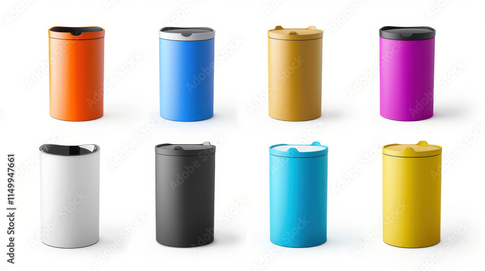 set of colorful garbage bins set of colorful garbage bins