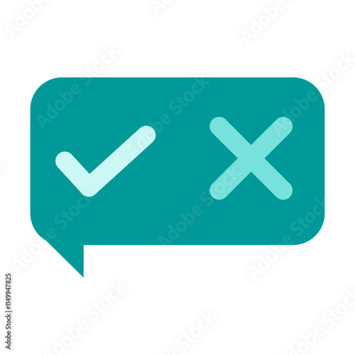 Speech bubble with correct and wrong, yes or no symbol, icon, vector. check mark and X mark.