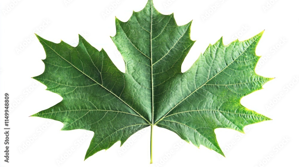 Single vibrant green maple leaf isolated on white. Single vibrant green maple leaf isolated on white.