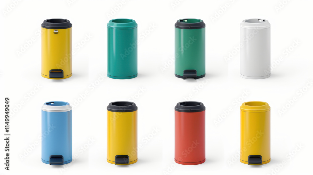 set of colorful garbage bins set of colorful garbage bins