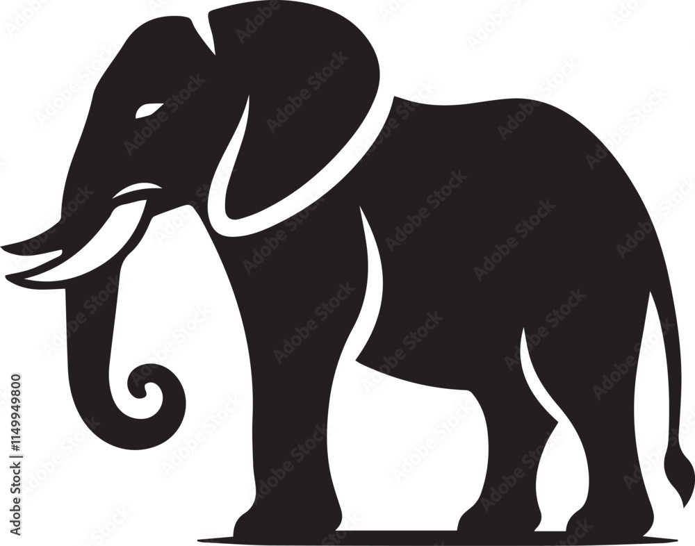 Fototapeta premium black Elephant Vector, Elephant Logo Vector Icon, Elephant illustration design, Elephant silhouette vector black and white