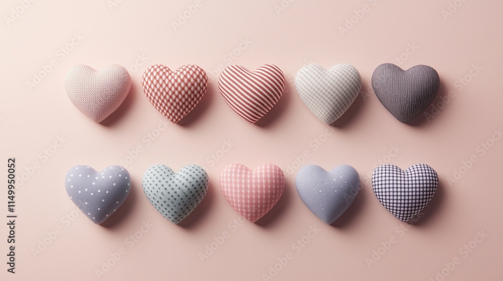 Obraz premium Heart-shaped felt jewelry, illustration 