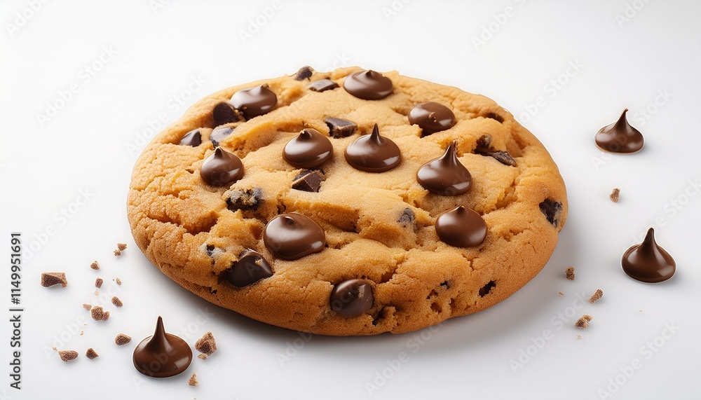 サクサクのクッキーの上にチョコレートチップが散りばめられ、溶けかけたチョコレートが温かみを演出するシンプルで美味しそうなデザイン。
サクサクのクッキーの上にチョコレートチップが散りばめられ、溶けかけたチョコレートが温かみを演出するシンプルで美味しそうなデザイン。