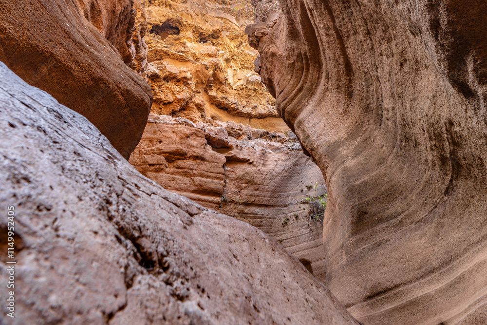 Amazing orange canyon called Barranco de las vacas located on Grand Canaria, Canary Islands, Spain Amazing orange canyon called Barranco de las vacas located on Grand Canaria, Canary Islands, Spain