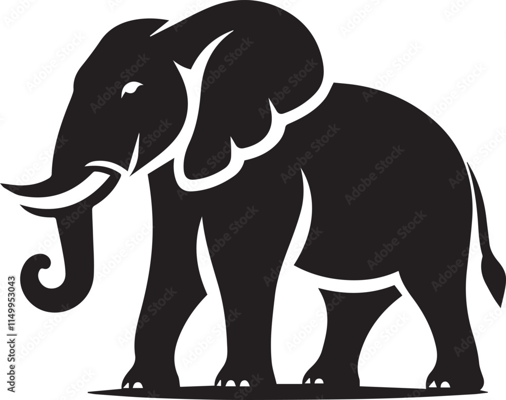 Obraz premium black Elephant Vector, Elephant Logo Vector Icon, Elephant illustration design, Elephant silhouette vector black and white