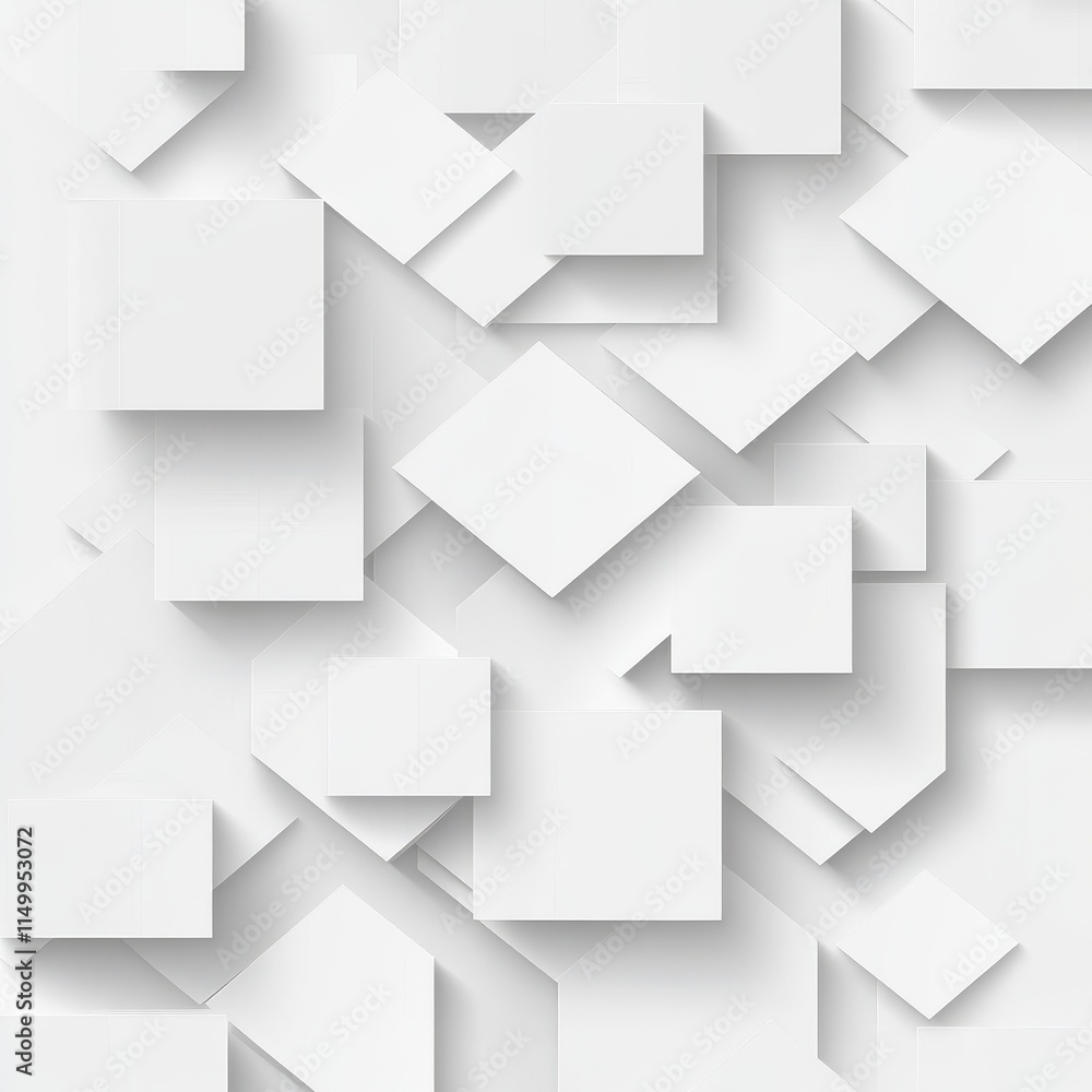 Fototapeta premium Modern white and light grey square overlapped pattern on background with shadow. white background. Minimal geometric white light background abstract design. Elegant white and grey Background.