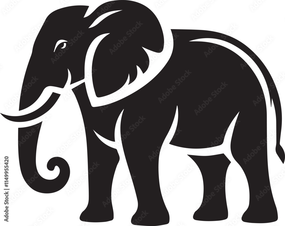 Fototapeta premium black Elephant Vector, Elephant Logo Vector Icon, Elephant illustration design, Elephant silhouette vector black and white