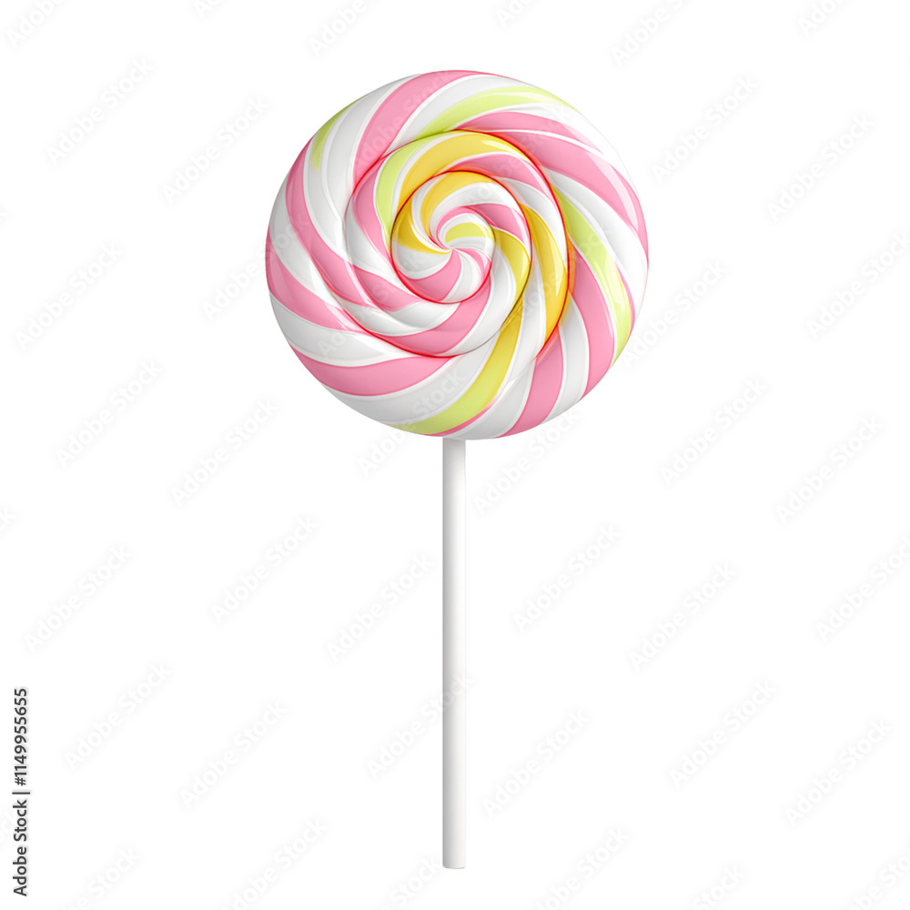 3D render of a colorful lollipop on transparent background, full depth of field 3D render of a colorful lollipop on transparent background, full depth of field