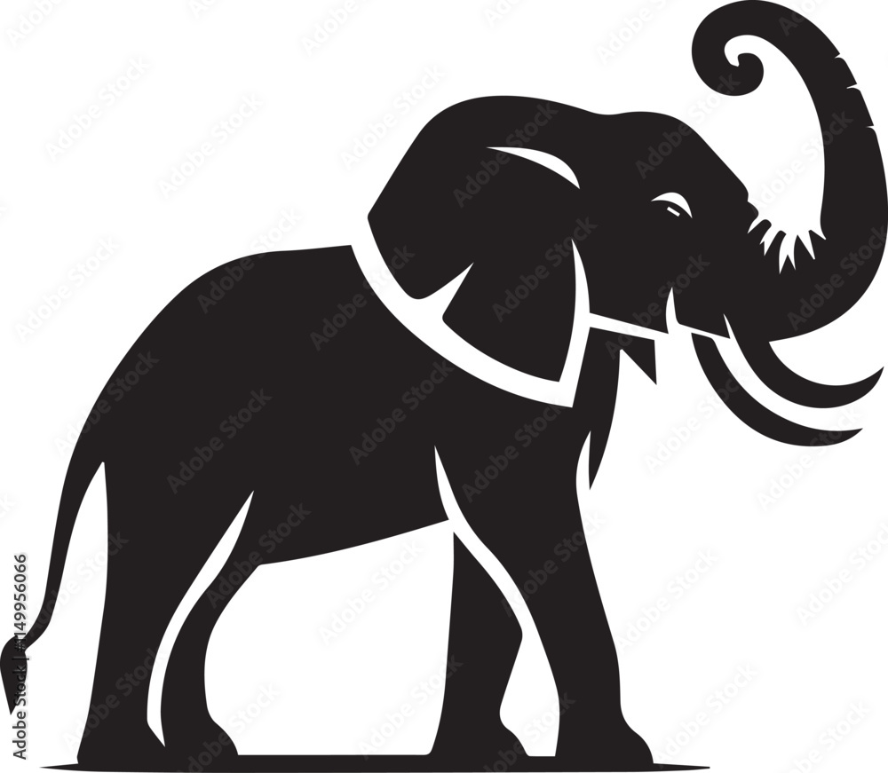 Obraz premium black Elephant Vector, Elephant Logo Vector Icon, Elephant illustration design, Elephant silhouette vector black and white