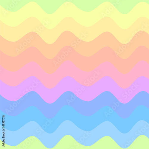 Pastel rainbow color wavy lines seamless pattern. Abstract colorful stripes