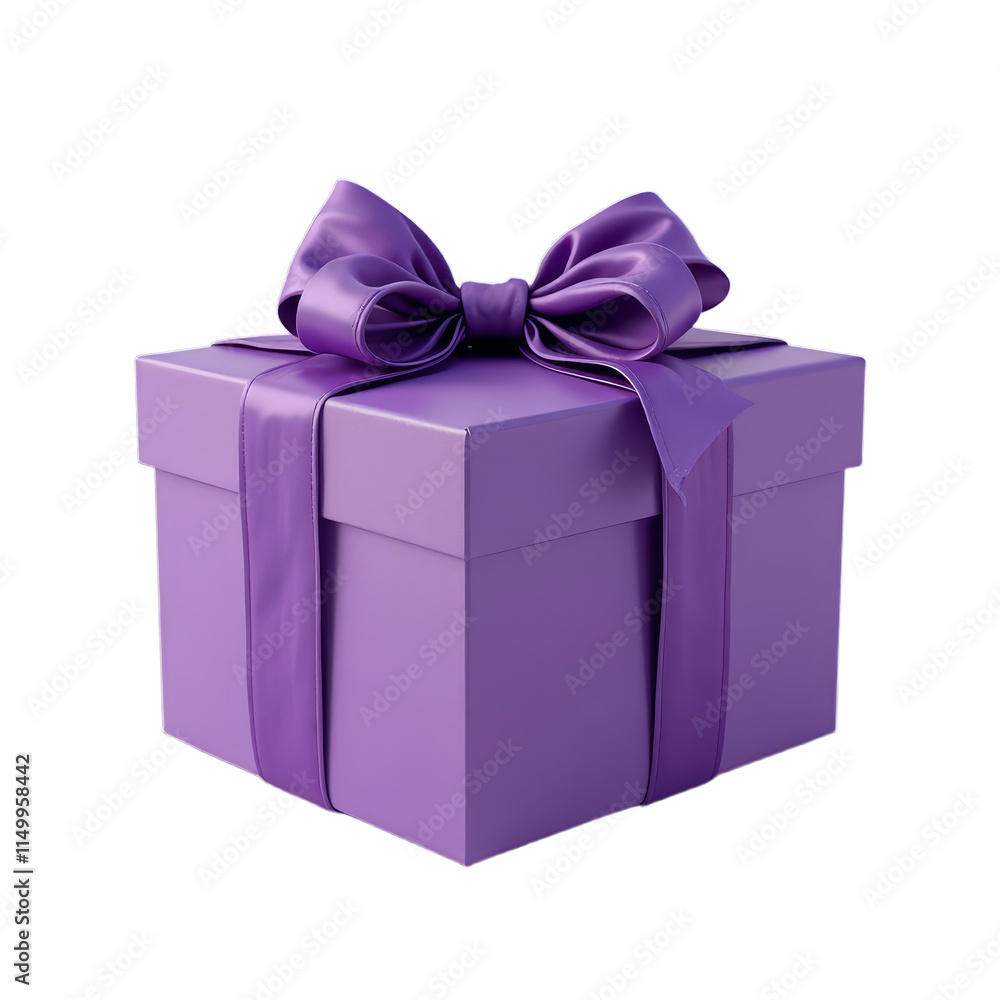 Purple gift box with bow on black background Purple gift box with bow on black background