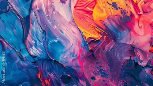 Abstract colorful paint swirls and textures.