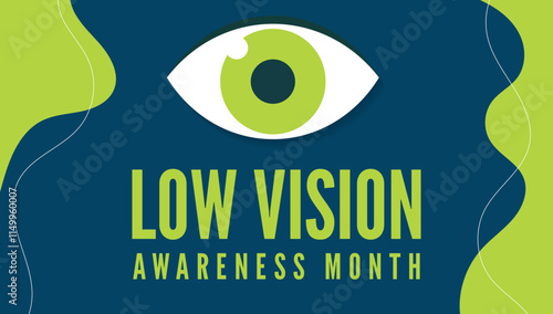 Amd low vision awareness month observed every year in month of February. Banner, poster, card template design. Health awareness.
