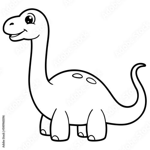 Cute Cartoon vevtor Dinosaur Coloring Page Outline.