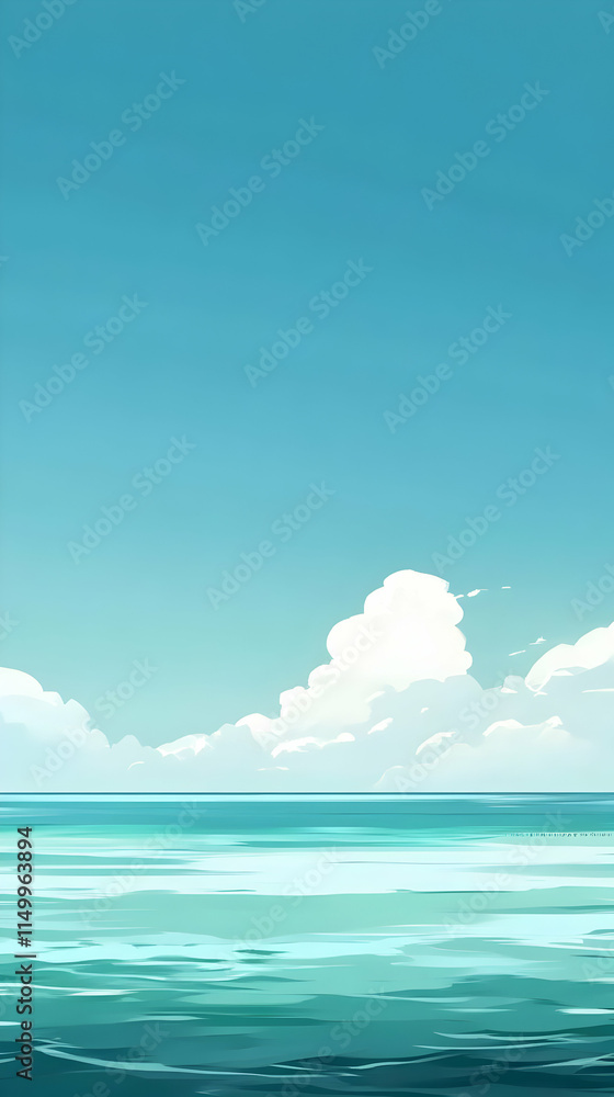 A serene ocean view with clear blue skies and gentle waves. A serene ocean view with clear blue skies and gentle waves.