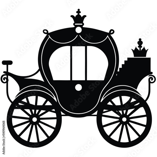 Wedding carriage silhouette on white background