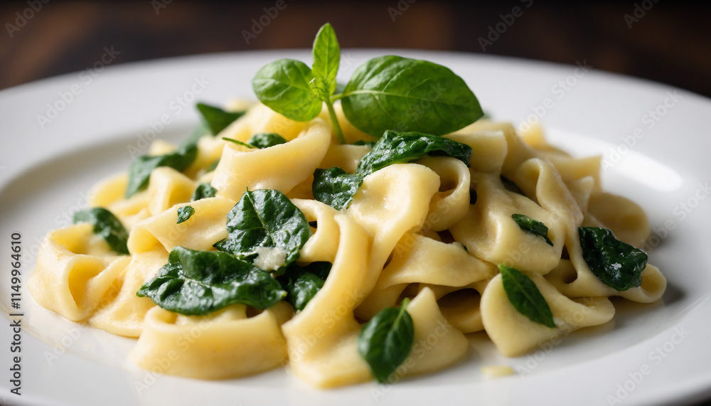 Spinach ricotta pasta in a creamy style in green and white for a delicious meal Spinach ricotta pasta in a creamy style in green and white for a delicious meal
