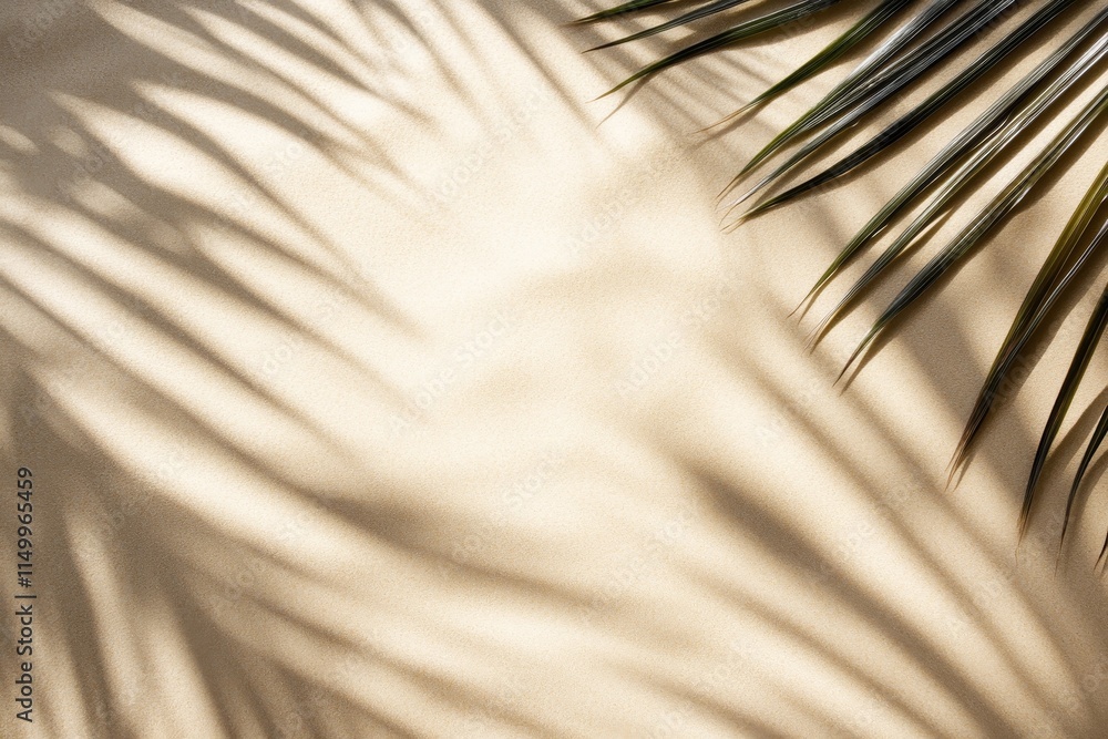 Obraz premium Palm leaf shadows on beige background. (4)