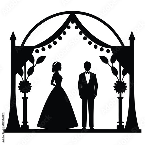 Wedding backdrop silhouette for wedding on white