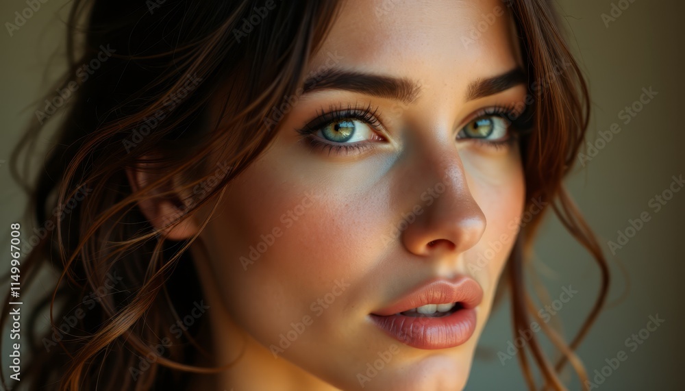 A close up of a woman's face with blue eyes A close up of a woman's face with blue eyes